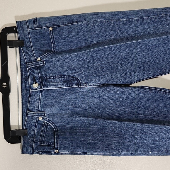 Christine Alexander Crystal Rhinestone Embellished Cropped Jeans Sz 8 - Picture 3 of 13